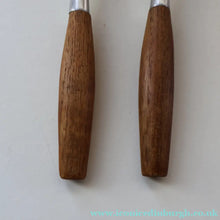 Load image into Gallery viewer, 1950s. PAIR of Vintage DANSK Fjord Pattern Dessert or Soup Spoons. Stainless Steel with Teak Handles. 7 1/8 inches
