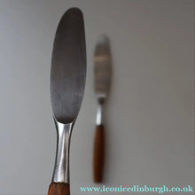 Load image into Gallery viewer, 1950s. Pair of Vintage DANSK Fjord Pattern Dinner Knives. Stainless Steel with Teak Handles. 8 1/4 inches
