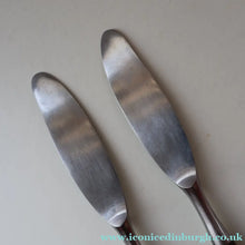 Load image into Gallery viewer, 1950s. Pair of Vintage DANSK Fjord Pattern Dinner Knives. Stainless Steel with Teak Handles. 8 1/4 inches
