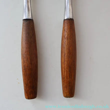 Load image into Gallery viewer, 1950s. Pair of Vintage DANSK Fjord Pattern Dinner Knives. Stainless Steel with Teak Handles. 8 1/4 inches
