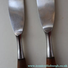 Load image into Gallery viewer, 1950s. Pair of Vintage DANSK Fjord Pattern Dinner Knives. Stainless Steel with Teak Handles. 8 1/4 inches
