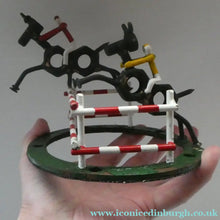 Load image into Gallery viewer, Vintage 1950s Hand-Made Painted Nuts and Bolts Model of Showjumpers
