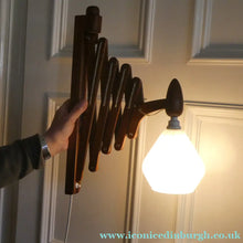 Load image into Gallery viewer, Unusual Vintage TEAK Scissor / Concertina Action Wall Lamp. Mid-Century Danish Design
