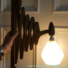 Load image into Gallery viewer, Unusual Vintage TEAK Scissor / Concertina Action Wall Lamp. Mid-Century Danish Design
