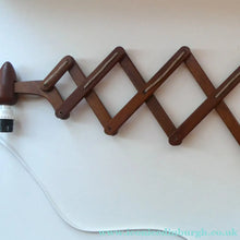 Load image into Gallery viewer, Unusual Vintage TEAK Scissor / Concertina Action Wall Lamp. Mid-Century Danish Design
