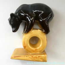 Load image into Gallery viewer, 1950s RUSSIAN Konakovo Majolica Acrobatic Bear - with 3NK (or Zeke / Zik mark). Made in the USSR
