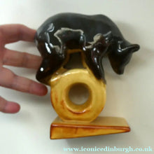 Load image into Gallery viewer, 1950s RUSSIAN Konakovo Majolica Acrobatic Bear - with 3NK (or Zeke / Zik mark). Made in the USSR
