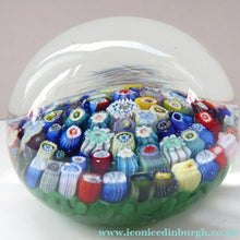 Load image into Gallery viewer, LARGE Vintage Scottish Paperweight, possibly by VASART GLASS. Aqua Green Ground with a Carpet of Millefiori
