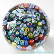 Load image into Gallery viewer, LARGE Vintage Scottish Paperweight, possibly by VASART GLASS. Aqua Green Ground with a Carpet of Millefiori
