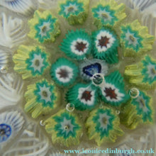 Load image into Gallery viewer, Vintage Scottish Paperweight 1950s VASART GLASS. Lilac Ground with Nine Spokes and Millefiori Canes
