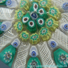 Load image into Gallery viewer, Vintage Scottish Paperweight 1950s VASART GLASS. Lilac Ground with Nine Spokes and Millefiori Canes
