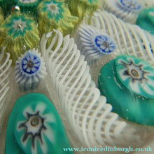 Load image into Gallery viewer, Vintage Scottish Paperweight 1950s VASART GLASS. Lilac Ground with Nine Spokes and Millefiori Canes
