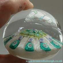 Load image into Gallery viewer, Vintage Scottish Paperweight 1950s VASART GLASS. Lilac Ground with Nine Spokes and Millefiori Canes

