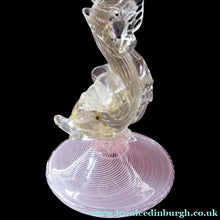 Load image into Gallery viewer, Vintage 1950s VENETIAN Glass Candlestick with Dolphin Detail &amp; Gold Aventurine Flecks. Attributed to Salviati
