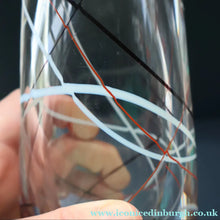 Load image into Gallery viewer, VICKE LINDSTRAND for Kosta Glass. 1950s Clear Glass Vase with Fine Ribbon Trails. Etched Signature: Kosta LH 1089
