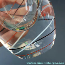 Load image into Gallery viewer, VICKE LINDSTRAND for Kosta Glass. 1950s Clear Glass Vase with Fine Ribbon Trails. Etched Signature: Kosta LH 1089
