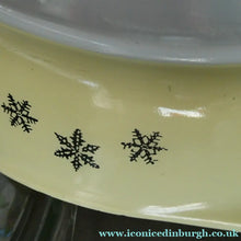 Load image into Gallery viewer, 1950s Vintage PYREX GAEITY Oval Divided Lidded Serving Dish Gaiety YELLOW SNOWFLAKE
