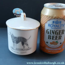 Load image into Gallery viewer, 1950s Vintage Royal Grafton JAM POT &amp; SPOON with BEDLINGTON TERRIER Decoration
