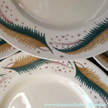 Load image into Gallery viewer, 1950s Vintage Susie Cooper Pottery BRACKEN PATTERN Dessert Plates. KESTREL shape. 9 inches
