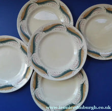 Load image into Gallery viewer, 1950s Vintage Susie Cooper Pottery BRACKEN PATTERN Dessert Plates. KESTREL shape. 9 inches
