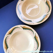Load image into Gallery viewer, 1950s Vintage Susie Cooper Pottery BRACKEN PATTERN Shallow Soup Bowls. KESTREL shape. 8 inches
