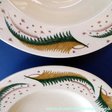 Load image into Gallery viewer, 1950s Vintage Susie Cooper Pottery BRACKEN PATTERN Shallow Soup Bowls. KESTREL shape. 8 inches
