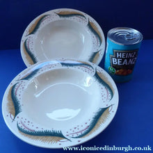 Load image into Gallery viewer, 1950s Vintage Susie Cooper Pottery BRACKEN PATTERN Shallow Soup Bowls. KESTREL shape. 9 inches
