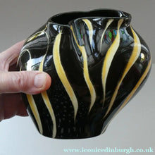 Load image into Gallery viewer, 1950s Yellow &amp; Black Striped Vase. Vintage West German "Tigris" Vase. Schmider Keramic
