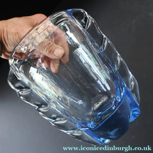 Load image into Gallery viewer, 1950s Whitefriars Glass. Sapphire Blue Flanged Vase by William Wilson. 7 1/2 inches - British Glass
