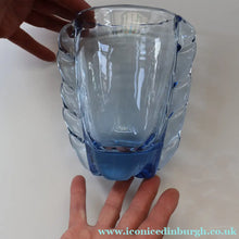 Load image into Gallery viewer, 1950s Whitefriars Glass. Sapphire Blue Flanged Vase by William Wilson. 7 1/2 inches - British Glass
