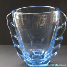 Load image into Gallery viewer, 1950s Whitefriars Glass. Sapphire Blue Flanged Vase by William Wilson. 7 1/2 inches - British Glass
