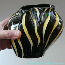 Load image into Gallery viewer, 1950s Yellow &amp; Black Striped Vase. Vintage West German "Tigris" Vase. Schmider Keramic

