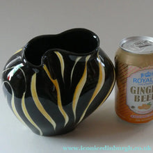 Load image into Gallery viewer, 1950s Yellow &amp; Black Striped Vase. Vintage West German "Tigris" Vase. Schmider Keramic
