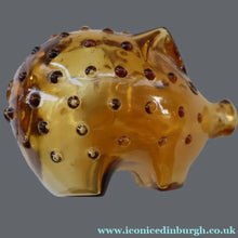 Load image into Gallery viewer, Vintage 1960s Amber Danish Glass HOLMEGAARD Piggy Bank Designed by Jacob Bang
