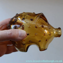 Load image into Gallery viewer, Vintage 1960s Amber Danish Glass HOLMEGAARD Piggy Bank Designed by Jacob Bang
