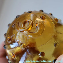 Load image into Gallery viewer, Vintage 1960s Amber Danish Glass HOLMEGAARD Piggy Bank Designed by Jacob Bang
