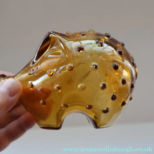 Load image into Gallery viewer, Vintage 1960s Amber Danish Glass HOLMEGAARD Piggy Bank Designed by Jacob Bang
