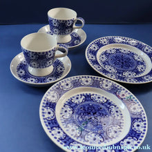 Load image into Gallery viewer, 1960s Arabia of Finland Blue and White ’Ali’ Pattern Trio by Raija Uosikkinen - European Ceramics
