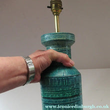 Load image into Gallery viewer, Large Vintage 1960s BITOSSI Table Lamp with More Unusual Sgraffito Striped Pattern
