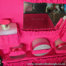 Load image into Gallery viewer, 1960s VINTAGE Vanity Case Black Patent Exterior and Bright Pink Lining
