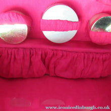 Load image into Gallery viewer, 1960s VINTAGE Vanity Case Black Patent Exterior and Bright Pink Lining
