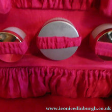 Load image into Gallery viewer, Vintage 1960s Black Patent Vanity Case with Bright Pink Lined Interior &amp; Fitted Bottles ETC - Luggage
