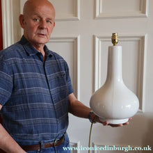 Load image into Gallery viewer, MID-CENTURY:  Highly Collectable. Matched Pair of White CASA PUPO Bulbous Ceramic Lamps. Each with stamp on base

