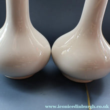Load image into Gallery viewer, MID-CENTURY:  Highly Collectable. Matched Pair of White CASA PUPO Bulbous Ceramic Lamps. Each with stamp on base
