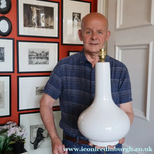 Load image into Gallery viewer, MID-CENTURY:  Highly Collectable. Matched Pair of White CASA PUPO Bulbous Ceramic Lamps. Each with stamp on base
