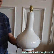 Load image into Gallery viewer, MID-CENTURY:  Highly Collectable. Matched Pair of White CASA PUPO Bulbous Ceramic Lamps. Each with stamp on base
