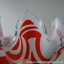 Load image into Gallery viewer,  1960s CHANCE GLASS Handkerchief Vase. Highly Sought After Geometric Decoration
