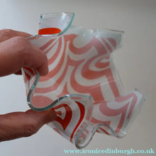 Load image into Gallery viewer,  1960s CHANCE GLASS Handkerchief Vase. Highly Sought After Geometric Decoration
