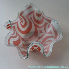 Load image into Gallery viewer,  1960s CHANCE GLASS Handkerchief Vase. Highly Sought After Geometric Decoration

