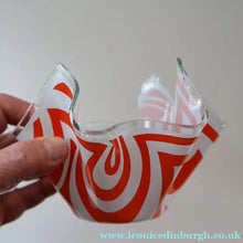 Load image into Gallery viewer,  1960s CHANCE GLASS Handkerchief Vase. Highly Sought After Geometric Decoration
